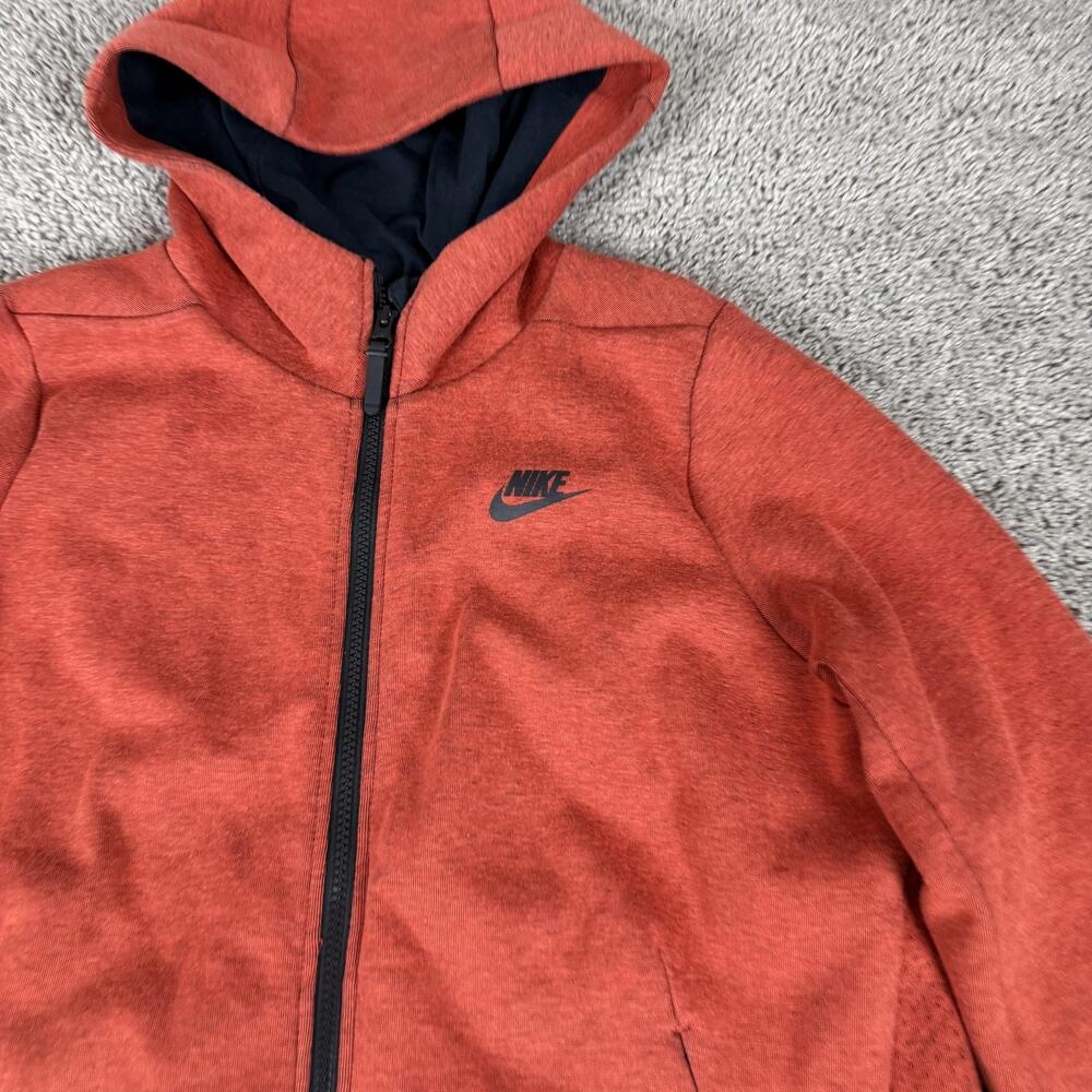 Nike Tech Fleece Hoodie Womens L Orange Full Zip Lined Jacket Sweatshirt Swoosh - Picture 3 of 12